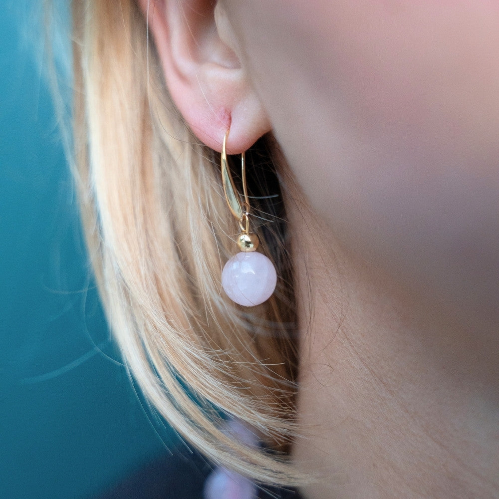 Amour - Boucles d'oreilles Quartz Rose