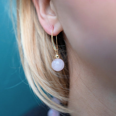 Amour - Boucles d'oreilles Quartz Rose